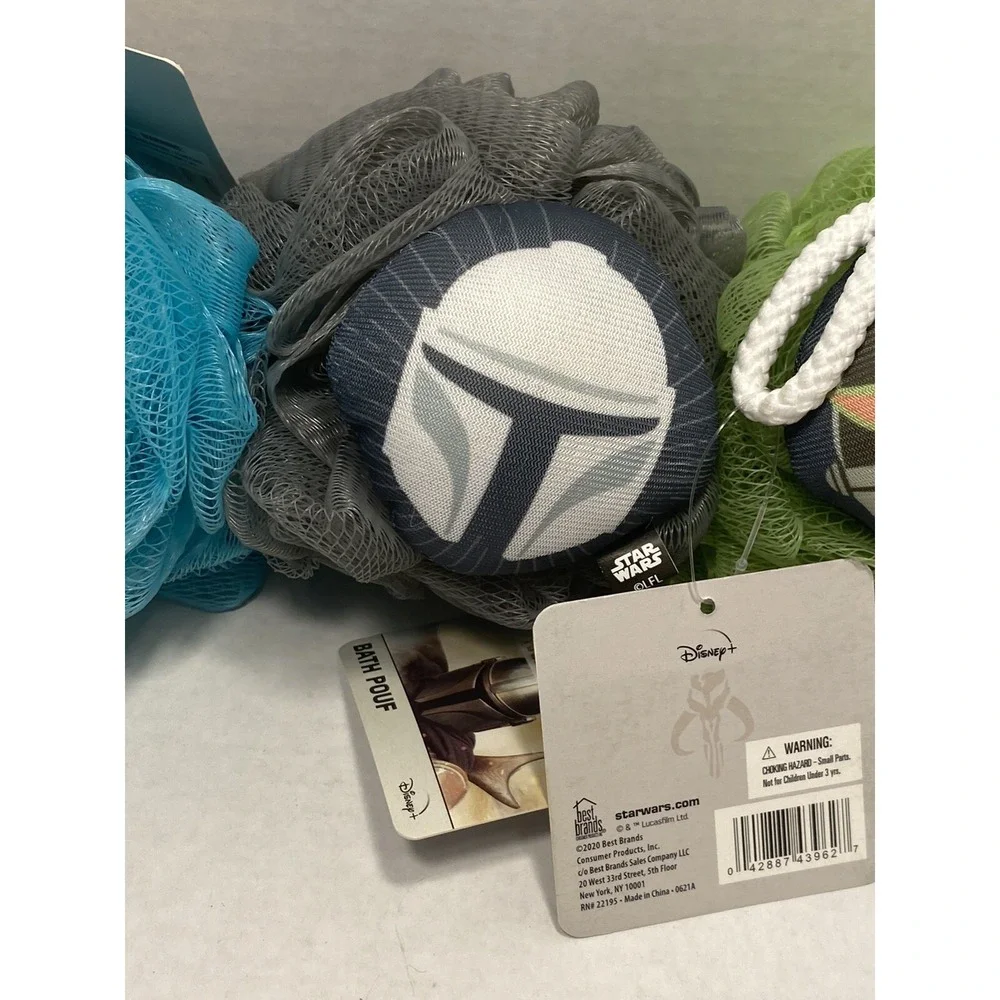 3‎ BATH POUFS star wars the mandalorian by best brands KIDS LOOFAH